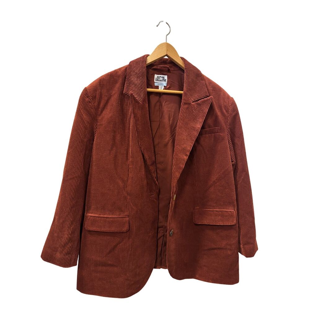 Women Future Collective Reese Blutstein Corduroy Blazer Rust XL Tailored Jacket